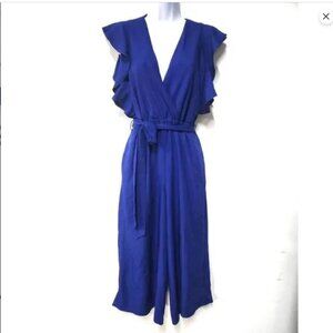 NWOT Anthropologie Hutch Blue Marley Cropped Jumpsuit V-Neck Size SP